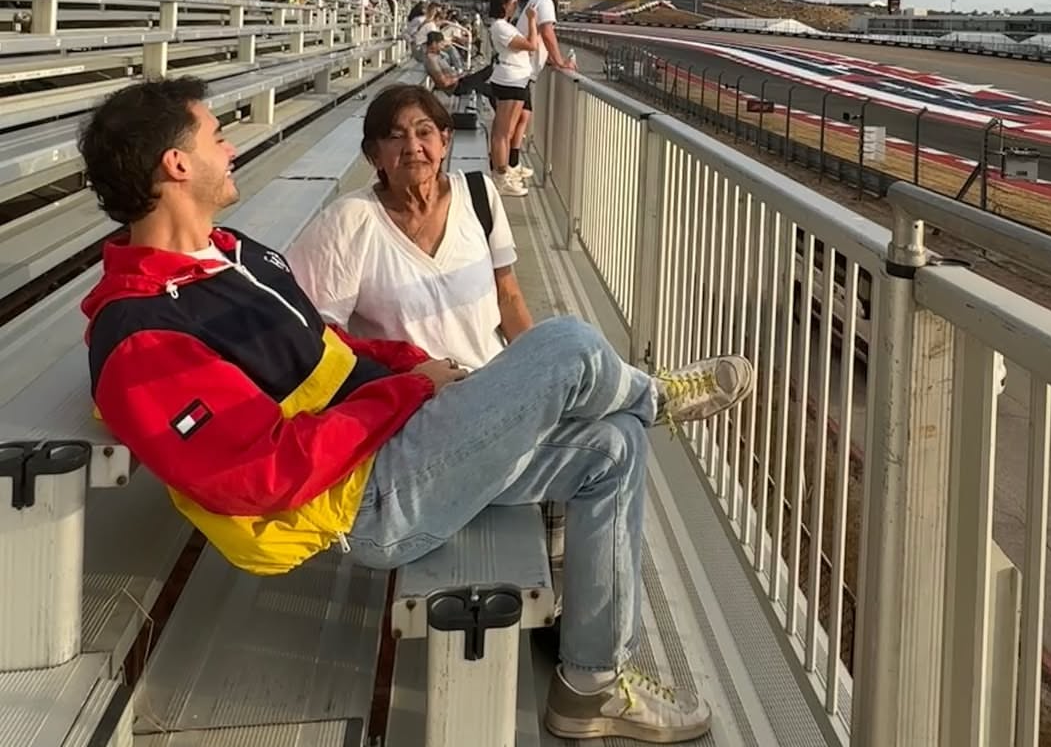 David and his grandma catching a race